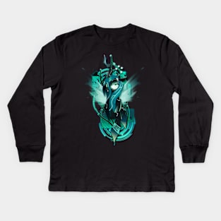 Dark Synthwave/Cyberpunk Queen Chrysalis Kids Long Sleeve T-Shirt